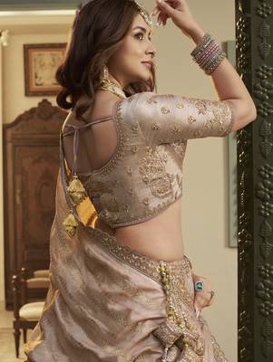 Banarasi Silk Lehenga Choli with Zari, Sequins & Swarovski Work for Wedding & Reception 3