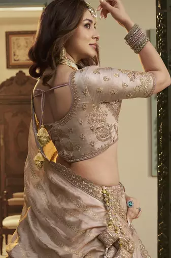Banarasi Silk Lehenga Choli with Zari, Sequins & Swarovski Work for Wedding & Reception