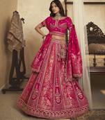 Banarasi Silk Lehenga Choli with Zari, Sequins & Swarovski Work for Wedding & Reception