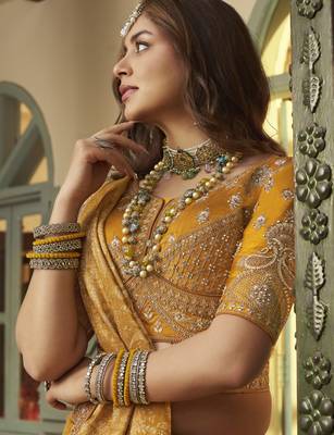 Banarasi Silk Lehenga Choli with Zari, Sequins & Swarovski Work for Wedding & Reception 4