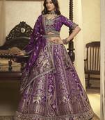 Banarasi Silk Lehenga Choli with Zari, Sequins & Swarovski Work for Wedding & Reception