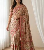 multicolor designer roman silk saree with mirror work