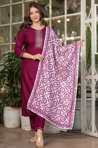  maroon silk blended kurta set