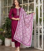  maroon silk blended kurta set