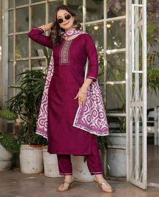  maroon silk blended kurta set 4