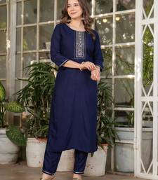  royal blue silk blended kurta set