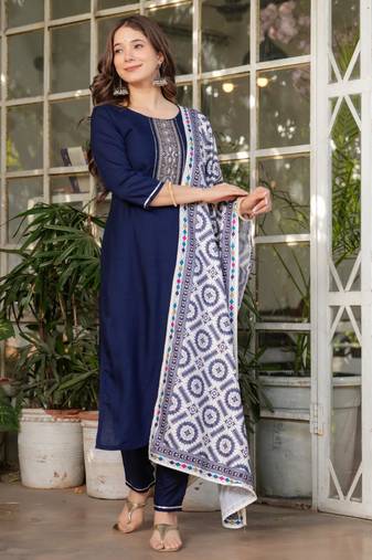  royal blue silk blended kurta set
