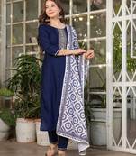 royal blue silk blended kurta set