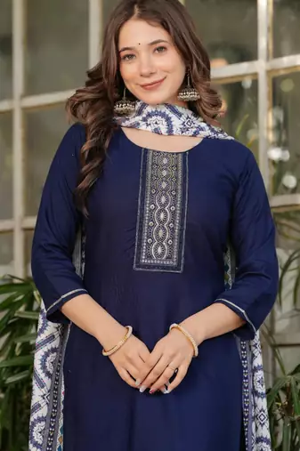  royal blue silk blended kurta set
