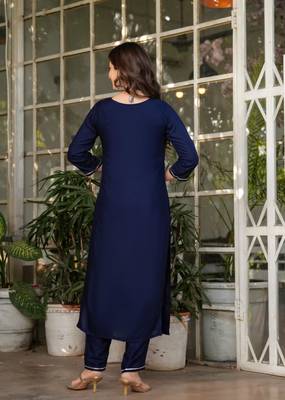  royal blue silk blended kurta set 5