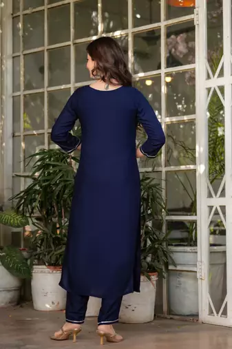  royal blue silk blended kurta set