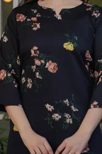  black floral printed kurta set
