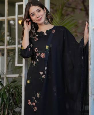  black floral printed kurta set 5