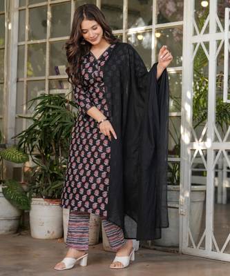 black cotton kurta set 1