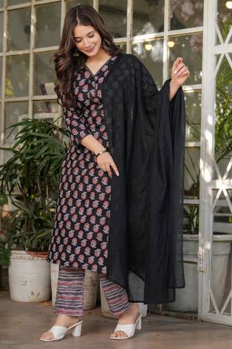 black cotton kurta set