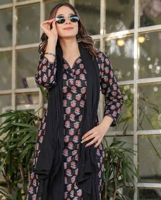 black cotton kurta set 3