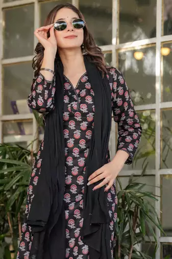 black cotton kurta set