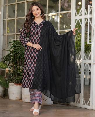 black cotton kurta set 5