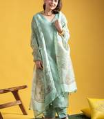 pastel green silk blended kurta set