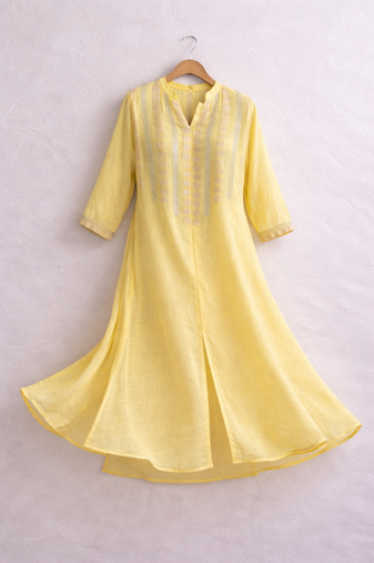 Lemon yellow sequence kurta