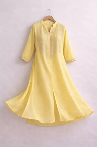Lemon yellow sequence kurta