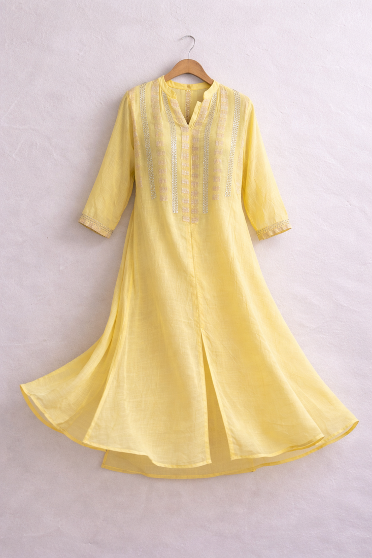 Lemon yellow sequence kurta