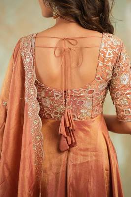 Peach embroidered anarkali set 3
