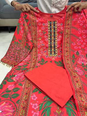 red floral printed kurta set 2