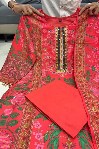 red floral printed kurta set