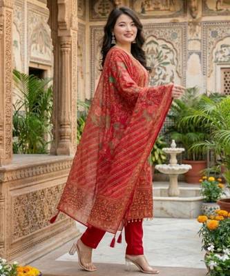 red floral printed kurta set 3