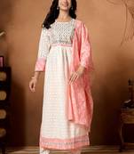 off-white & peach kurta set