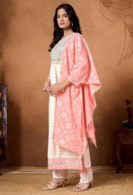 off-white & peach kurta set 3
