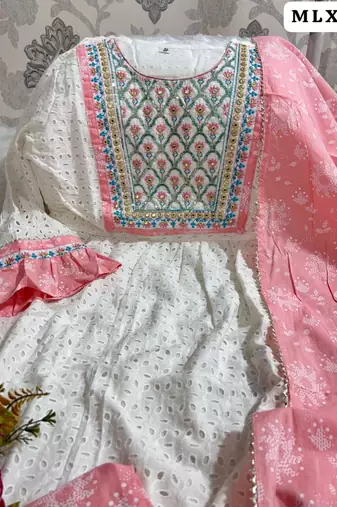 off-white & peach kurta set