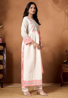 off-white & peach kurta set 5