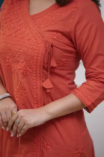 Rust orange kurta set