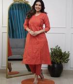 Rust orange kurta set