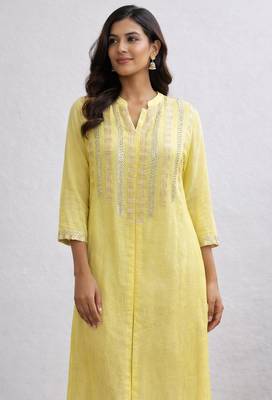 Lemon yellow sequence kurta 2