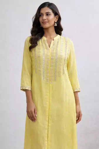 Lemon yellow sequence kurta