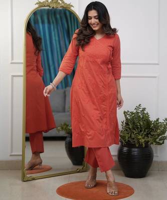 Rust orange kurta set 3