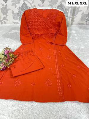 Rust orange kurta set 4