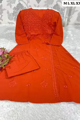 Rust orange kurta set