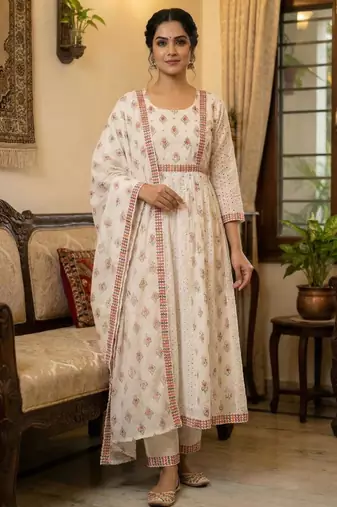 off white printed suit set