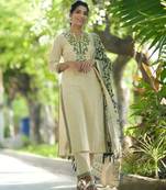 cream printed kurta set