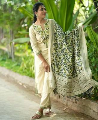 cream printed kurta set 2