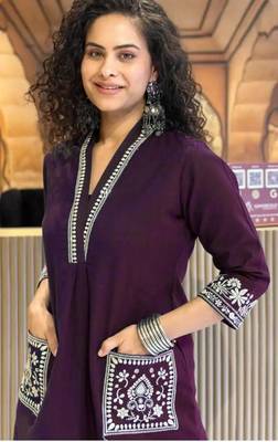 Wine embroidered kurta 3