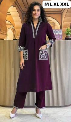 Wine embroidered kurta 1