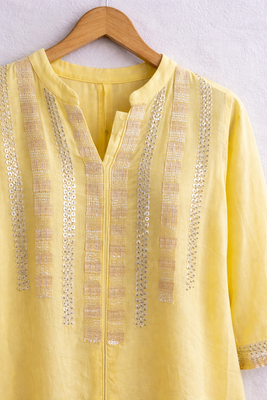 Lemon yellow sequence kurta 3