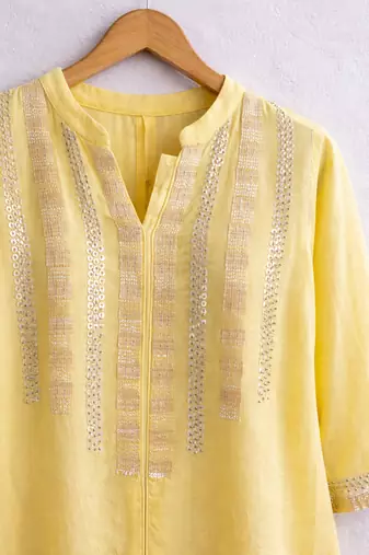 Lemon yellow sequence kurta