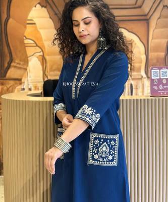 Blue embroidered kurta 2