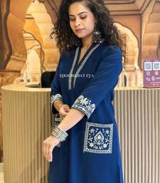 Blue embroidered kurta